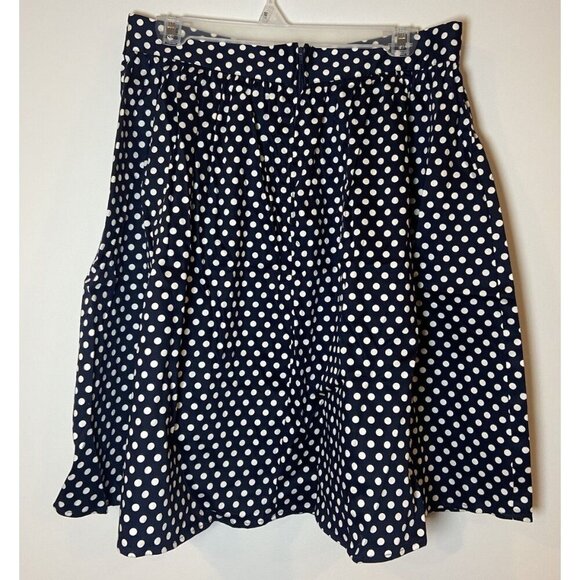 ModCloth Skirt A Line Retro Style Navy Blue White Polka Dot Size Large L - Picture 3 of 5